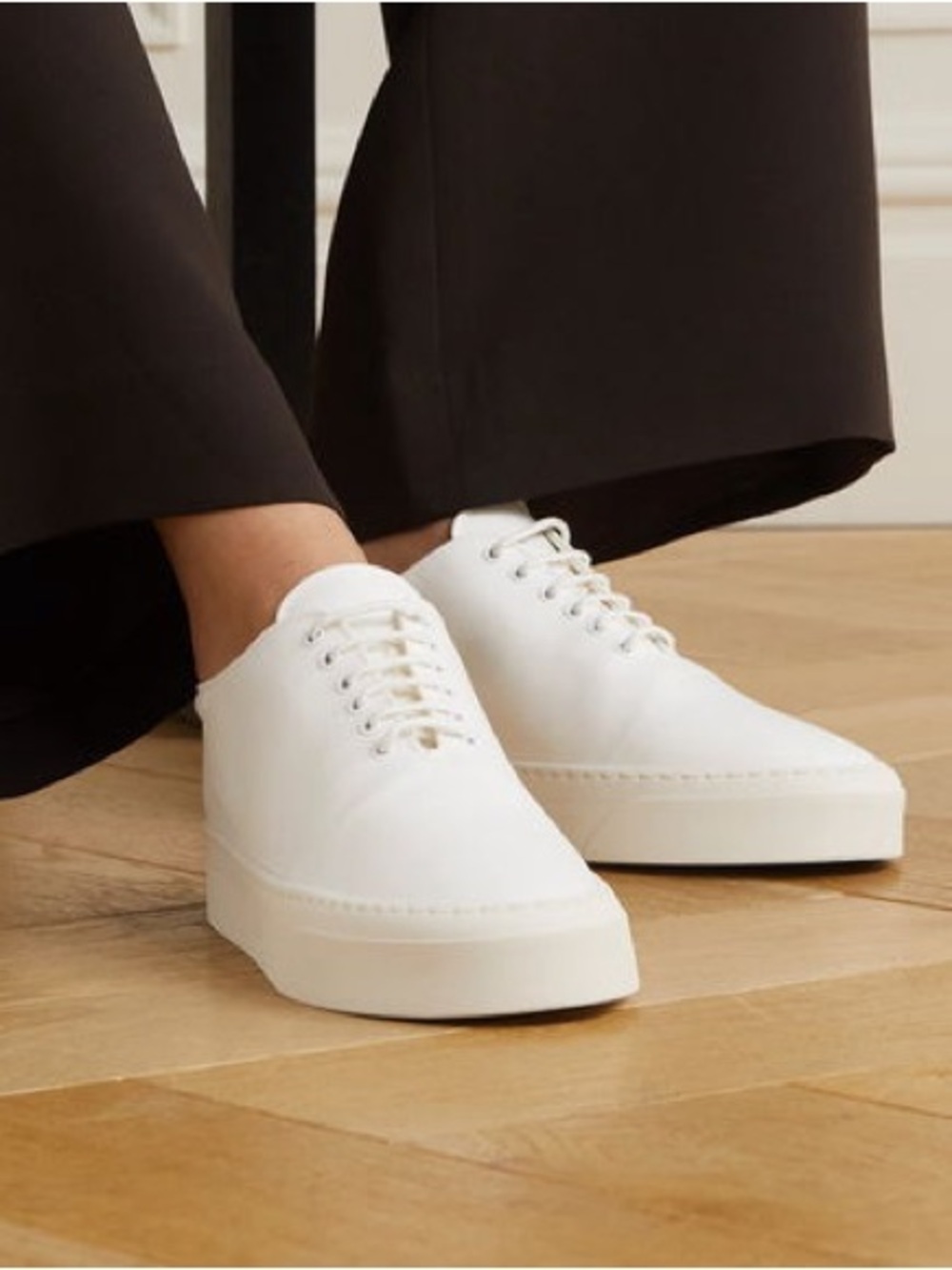 The Row Marie H Canvas Sneakers Classic White Platform Lace-Up - Women'